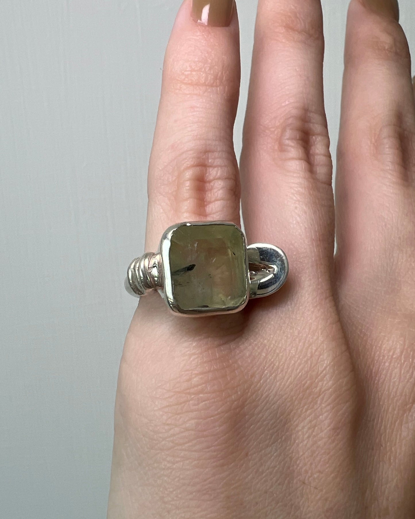 Prehnite Pinky Ring Horse Hoof