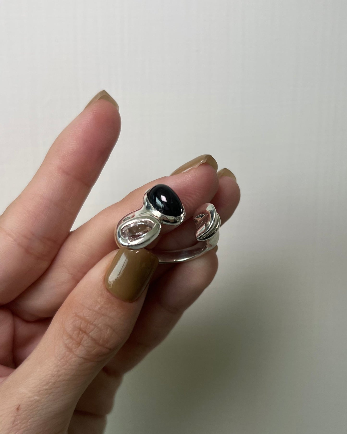 Morganite + Black Star Sapphire Horse Hoof