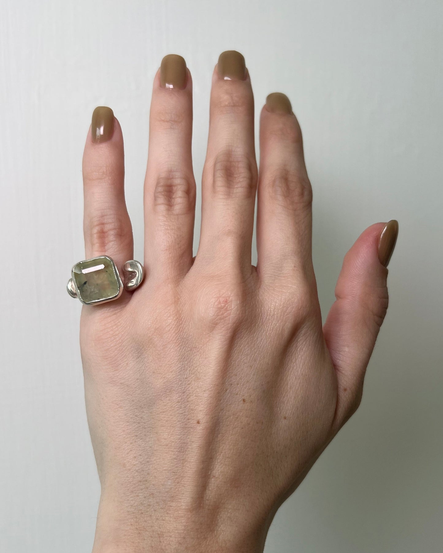 Prehnite Pinky Ring Horse Hoof