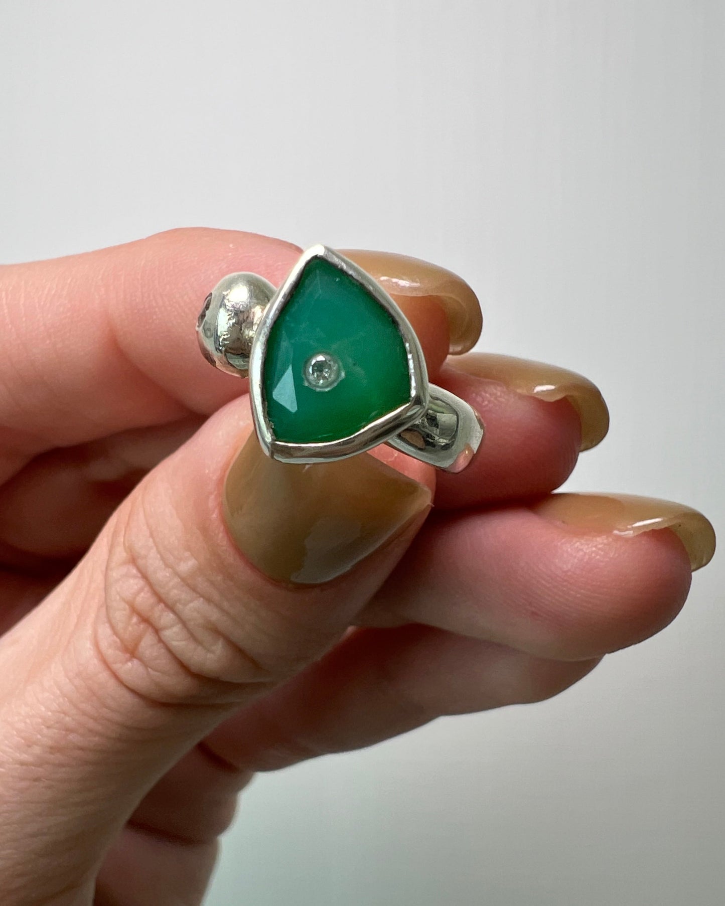 Chrysoprase + Diamond Inclusion Ear Cuff