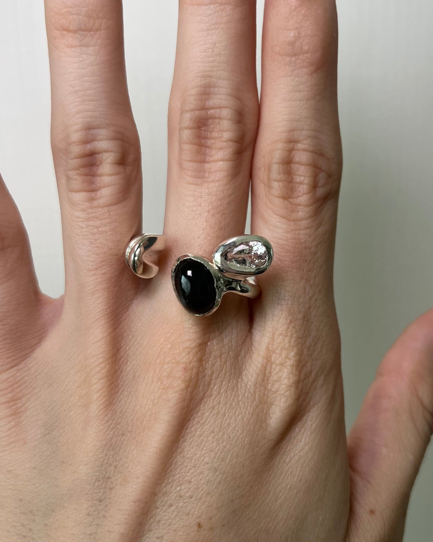 Morganite + Black Star Sapphire Horse Hoof