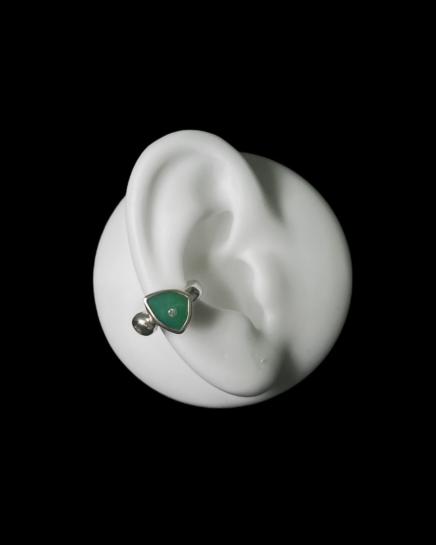 Chrysoprase + Diamond Inclusion Ear Cuff