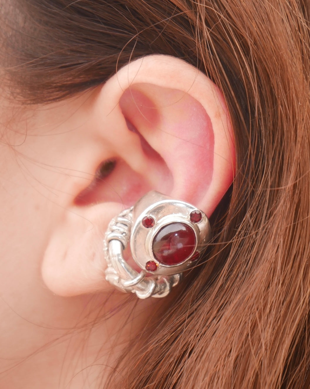 Rings Ear Cuff Red Garnet